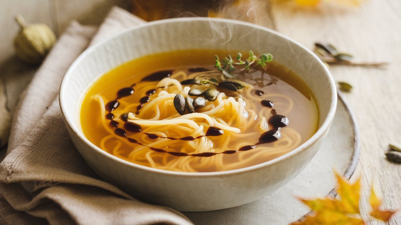 Bild Klare Kürbissuppe mit Nudeln
