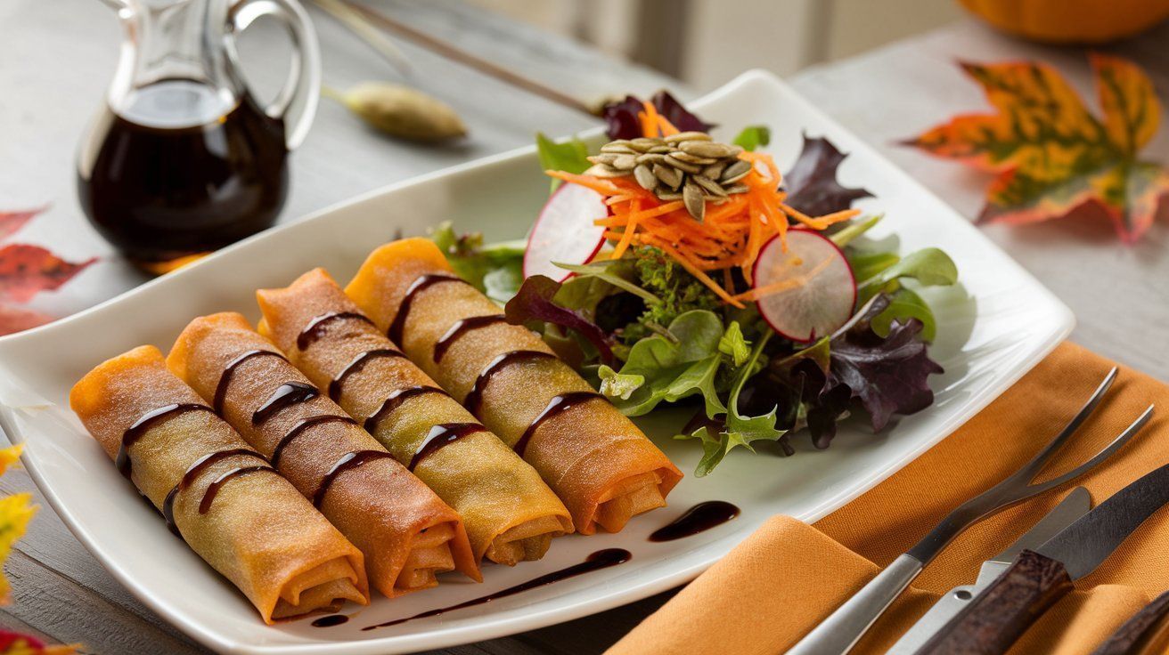 Bild Kürbis-Frühlingsrollen mit herbstlichem Salat