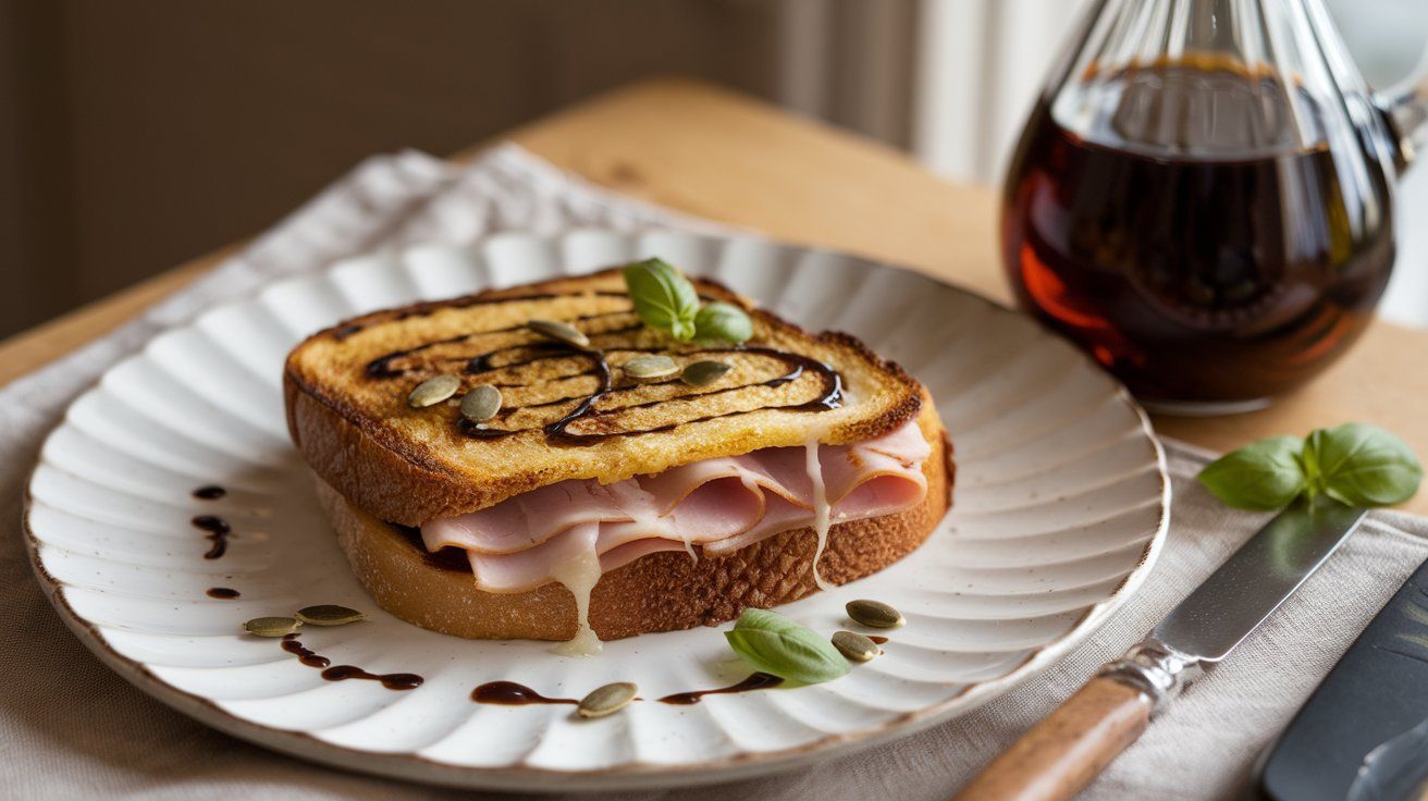 Bild Schinken-Käse-Toast mit Kürbiskernöl